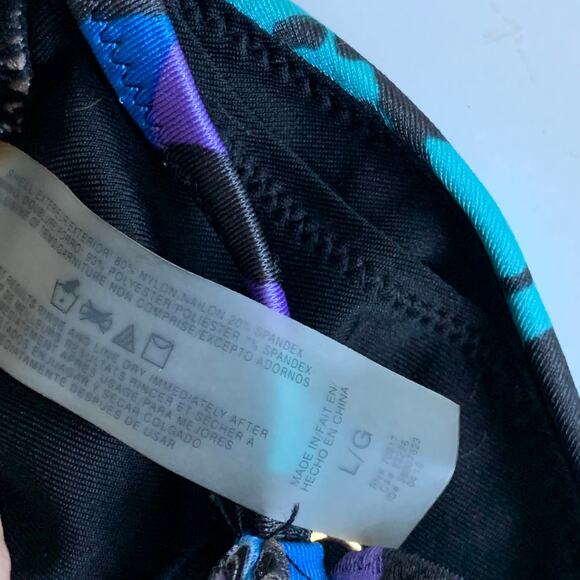 Victoria's Secret L Leopard Cheetah Print Triangle Bikini Top Swim Black Purple - Picture 5 of 12